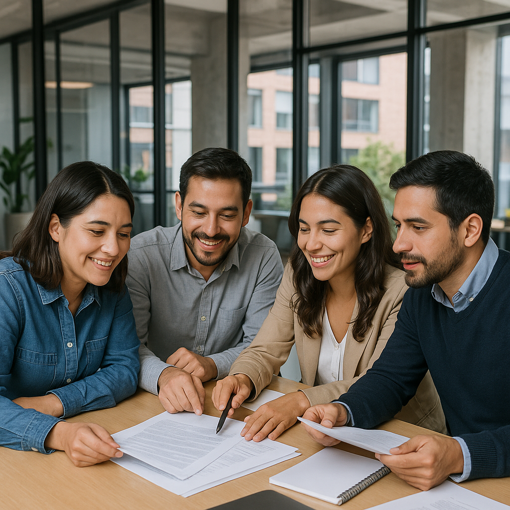 Imagen de empleados con biotipo chileno conversand